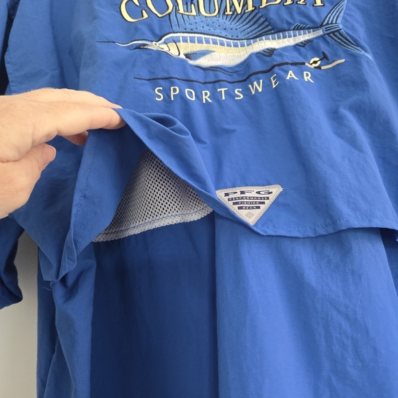 Columbia PFG Bahama Men's Medium Blue Short Sleeve Shirt - Picture 9 of 13